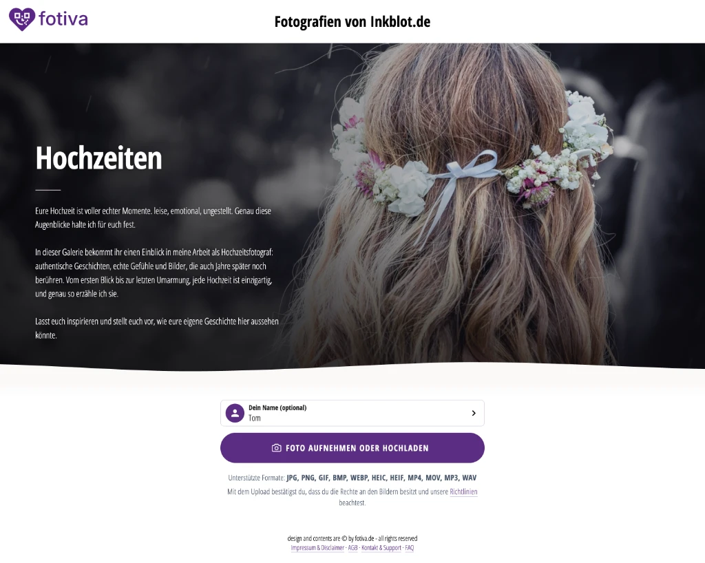 Fotiva Upload Ansicht für Fotos und Videos ohne App
